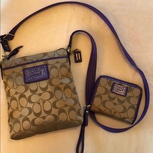 AUTHENTIC COACH Sateen Crossbody + Wallet